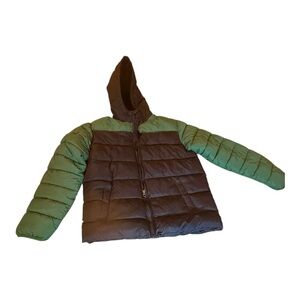 Swiss Tech Youth XXL18 Navy and Green Quilted Hooded Puffer coat Jacket
